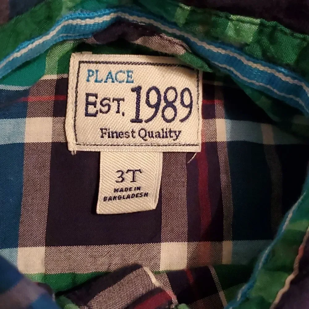 The Children's Place Boy's Long Sleeve Plaid Button Down Size 3T